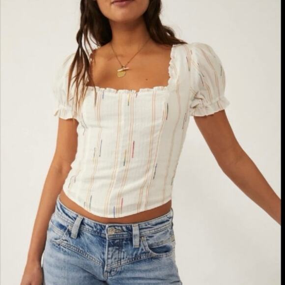 Free People Seratonin Corset Top - Ivory, Size Small - Picture 1 of 10